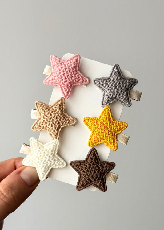 Sternförmige Haarspangen aus Waffelstrick (2er-Set)