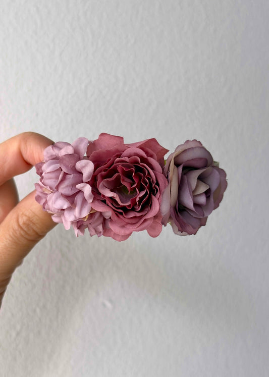 Isabella – Mauve & Dusty Rose Floral Barrette | Handmade Romantic Hair Clip