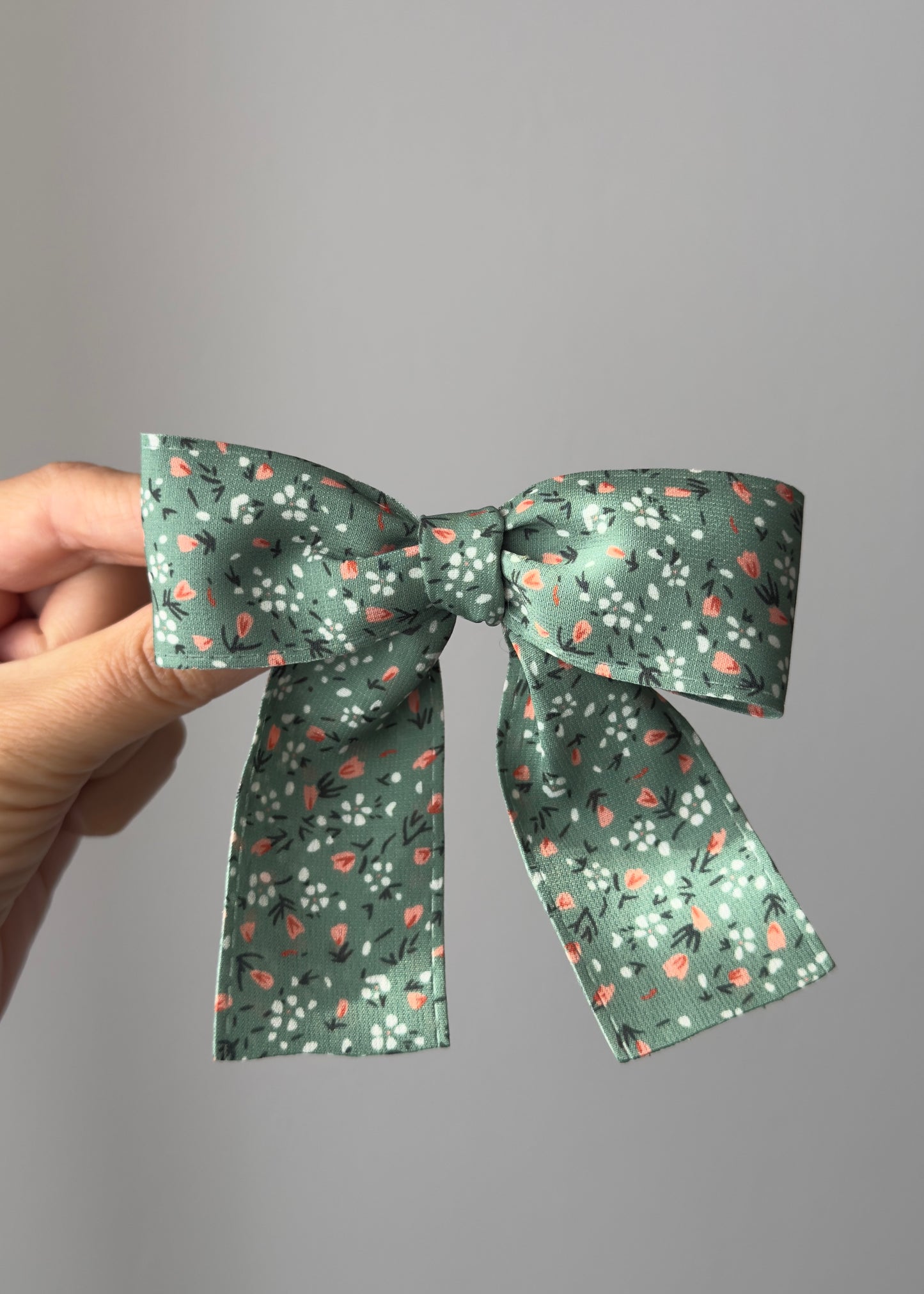 Caterina Green Floral Bow Hair Clip