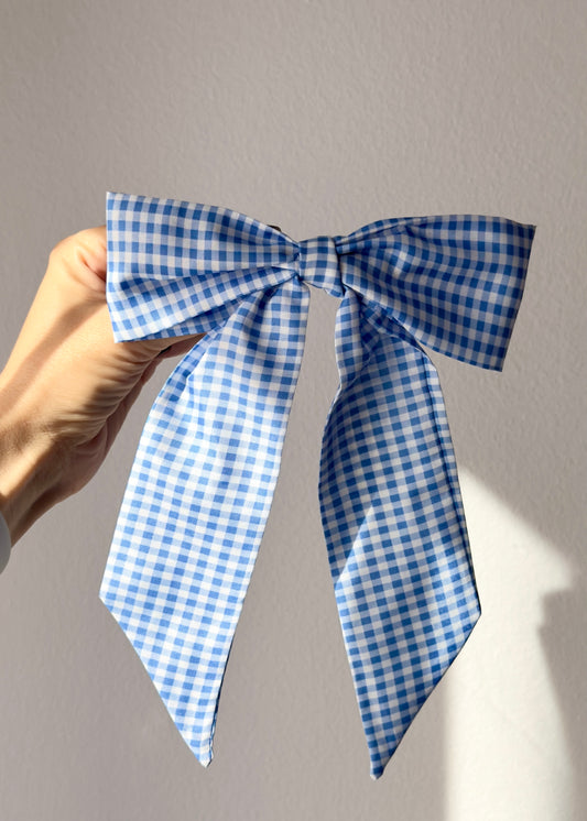 Donatella Bow – Blue Gingham Charm for Joyful Days