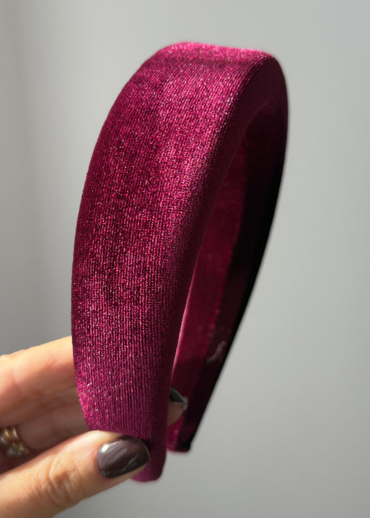 Angela Velvet Headband – Deep Wine Red Confidence