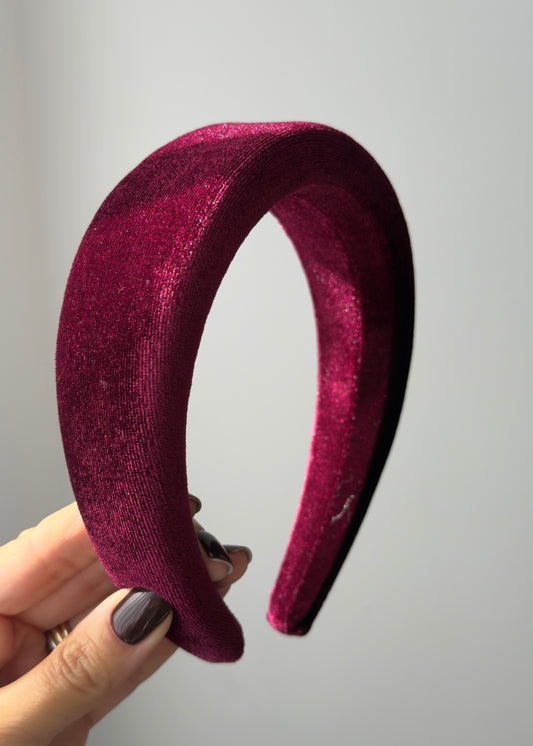 Angela Velvet Headband – Deep Wine Red Confidence