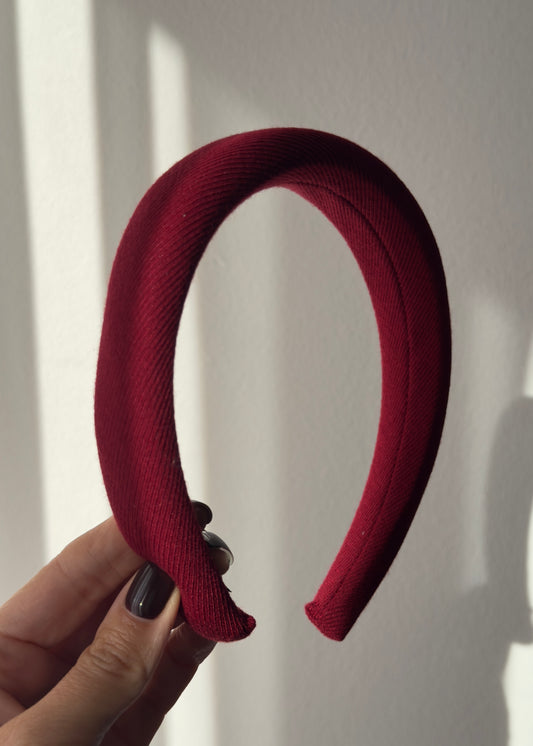 Antonia Corduroy Headband – Grounded Grace in Deep Red
