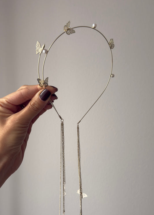 Emilia Headpiece – Golden Butterfly Crown of Lightness