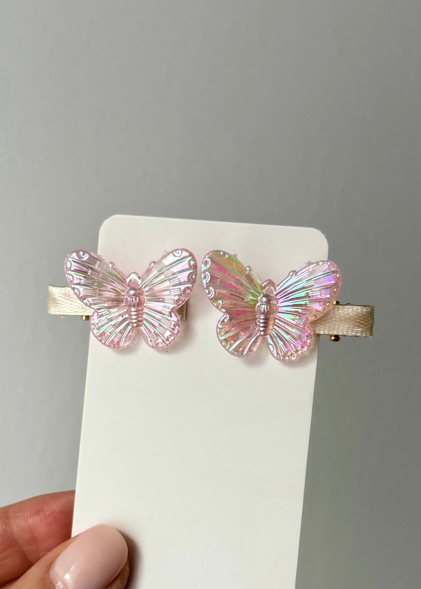 Pinkfarbene, schillernde Schmetterlingshaarspangen – Glitzerndes Haarspangen-Set für Kinder (2 Stück)