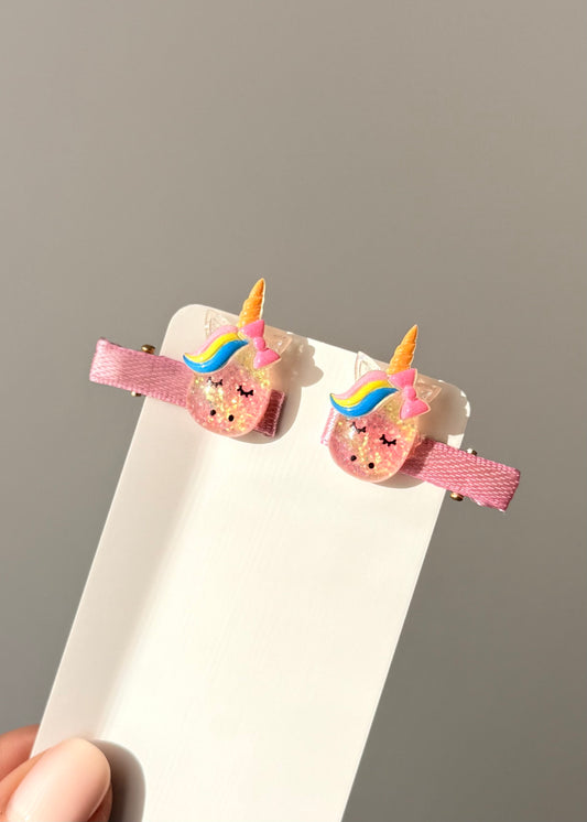 Unicorn Sparkle Hair Clips – Pink Glitter Set of 2