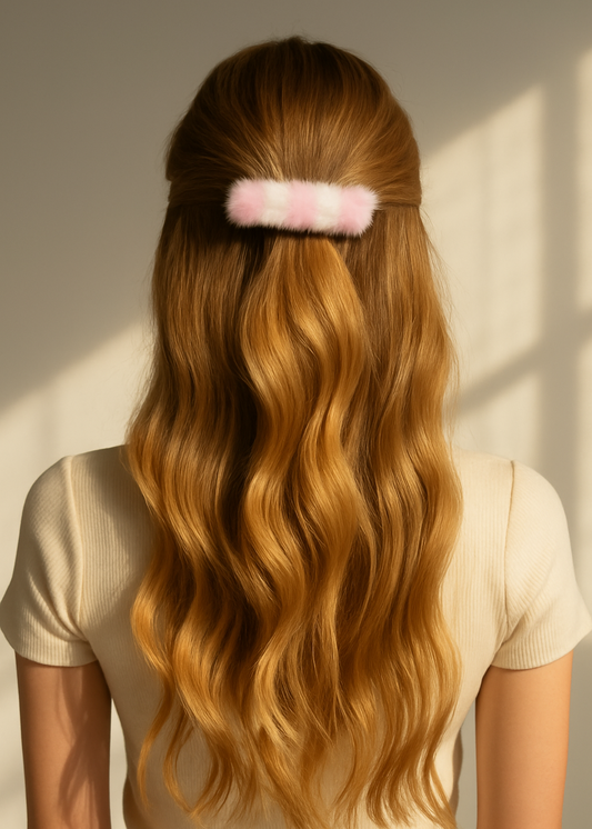 Cotton Candy Fur Hair Clip – Soft Pastel Coquette Barrette