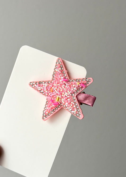 Glitzerstern-Haarspange – Rosa Glitzerzauber