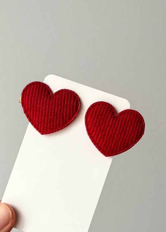 Cord-Herzclips zum Valentinstag (2er-Set)