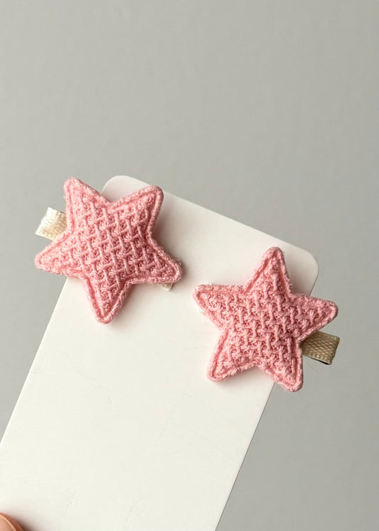 Sternförmige Haarspangen aus Waffelstrick (2er-Set)