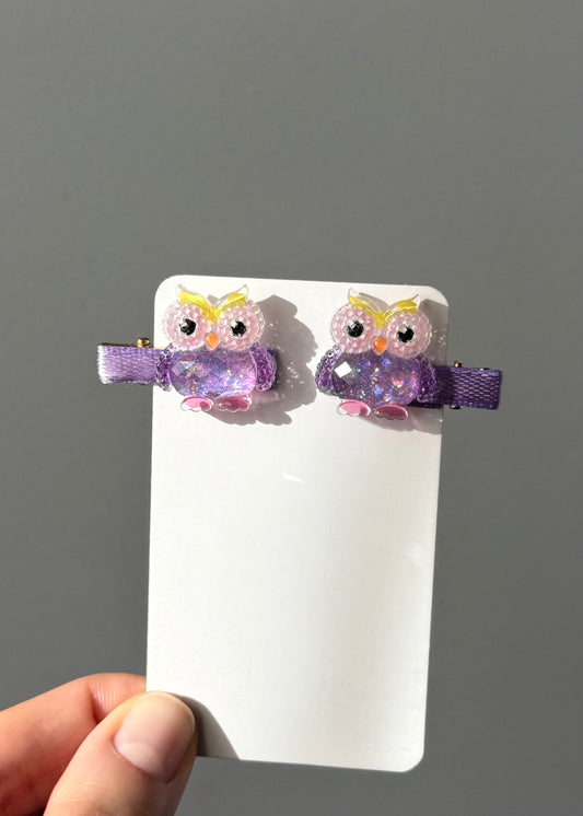 Eulen-Glitzerhaarspangen – 2er-Set