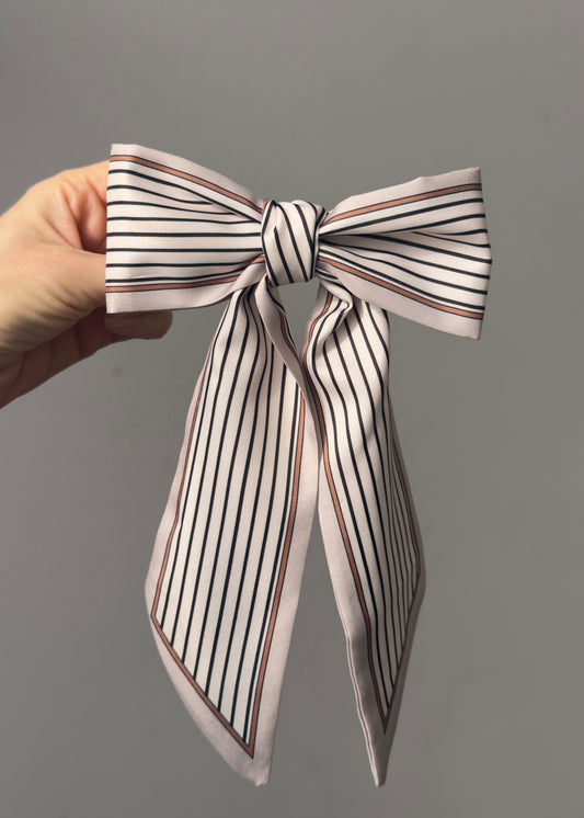 Marzia - Brown Striped Hair Bow