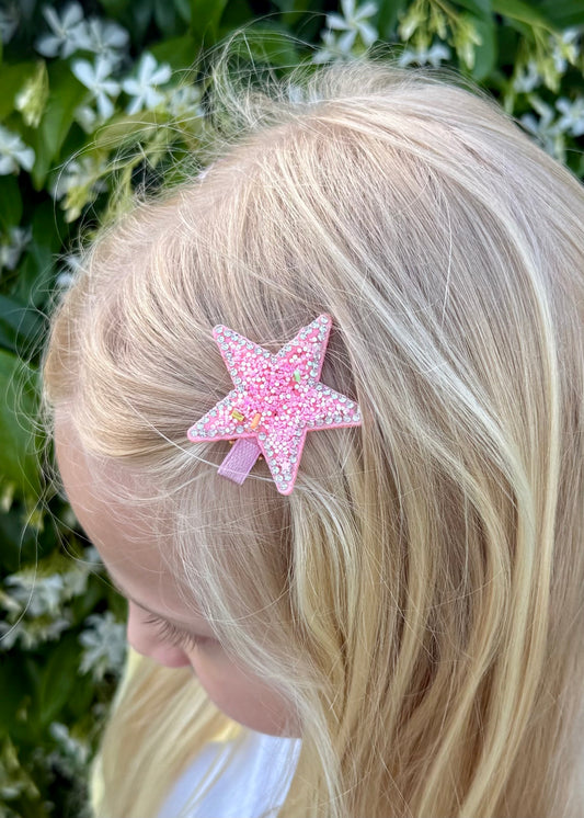 Glitzerstern-Haarspange – Rosa Glitzerzauber