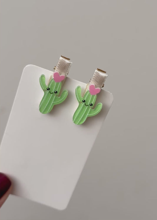 Kaktus-Haarspangen (2er-Set)