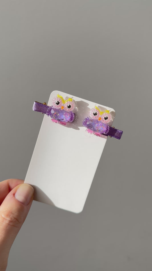 Eulen-Glitzerhaarspangen – 2er-Set