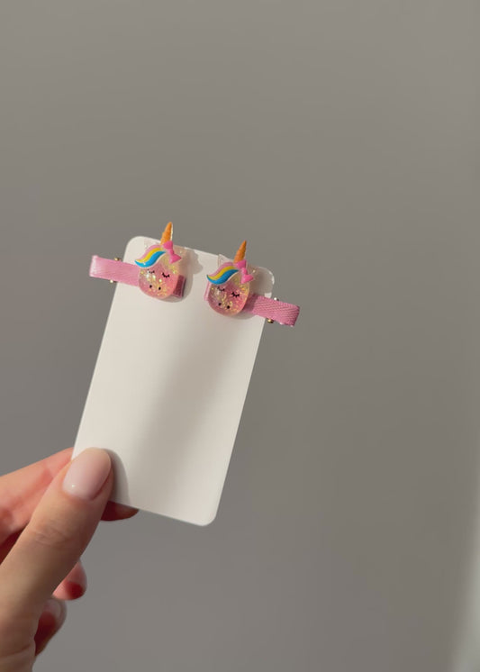 Unicorn Sparkle Hair Clips – Pink Glitter Set of 2