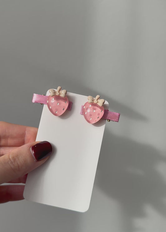 Haarspangen-Set mit rosa Erdbeeren (2er-Pack)