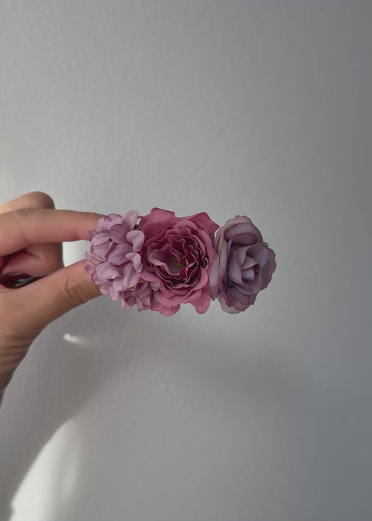 Isabella – Mauve & Dusty Rose Floral Barrette | Handmade Romantic Hair Clip