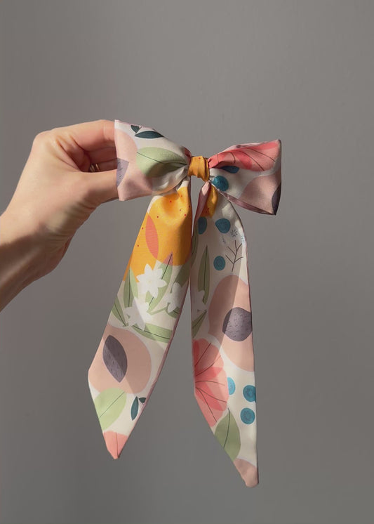 Lorena Floral Hair Bow with Long Tails