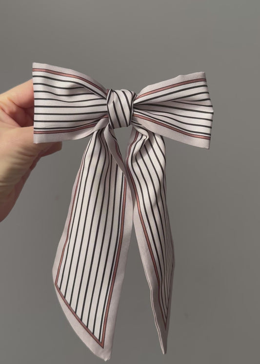 Marzia - Brown Striped Hair Bow