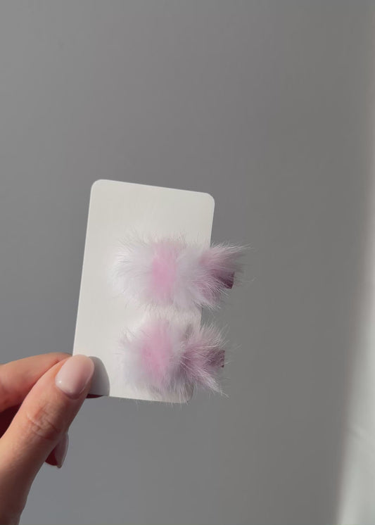 Pink Fluffy Hair Clip Set of 2